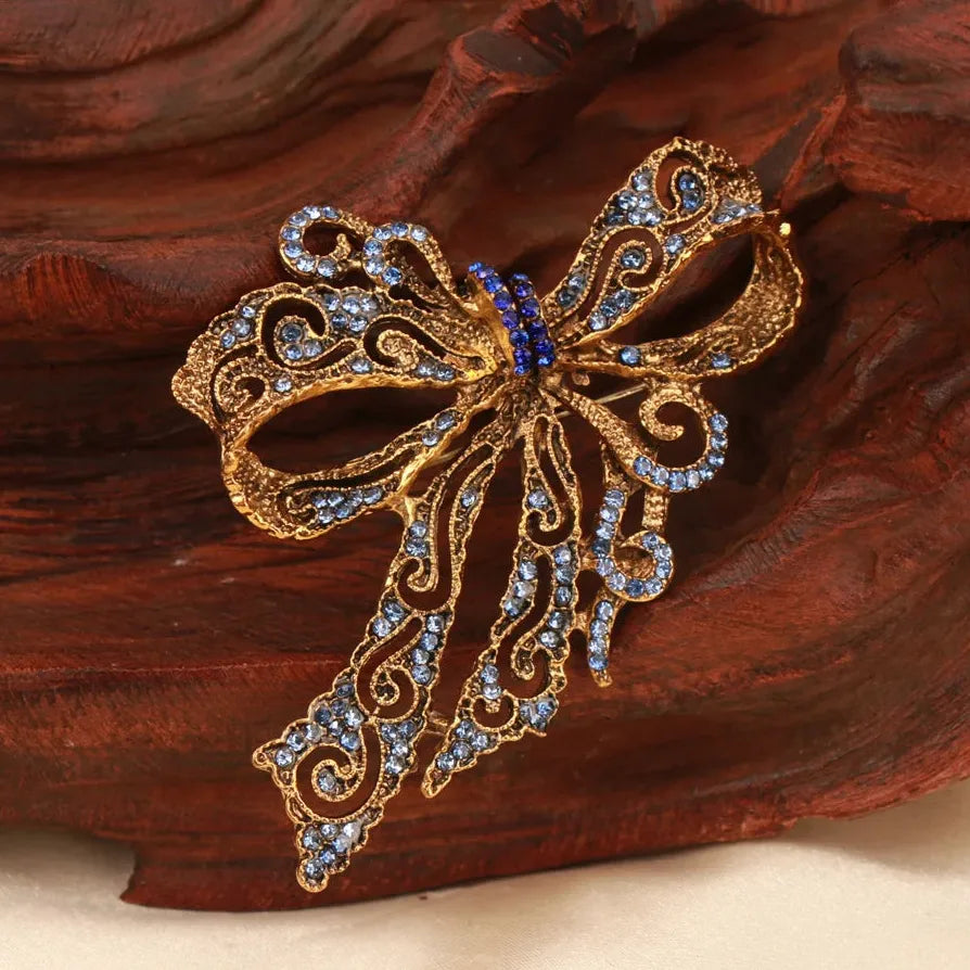 Luxury Bow Brooch Pin Classic Style Jewelry Gift for Women Men