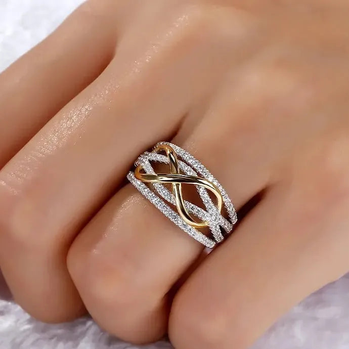 Infinite Love Heart-Shaped Ring Zinc Alloy Ladies Two-Color Wedding Engagement