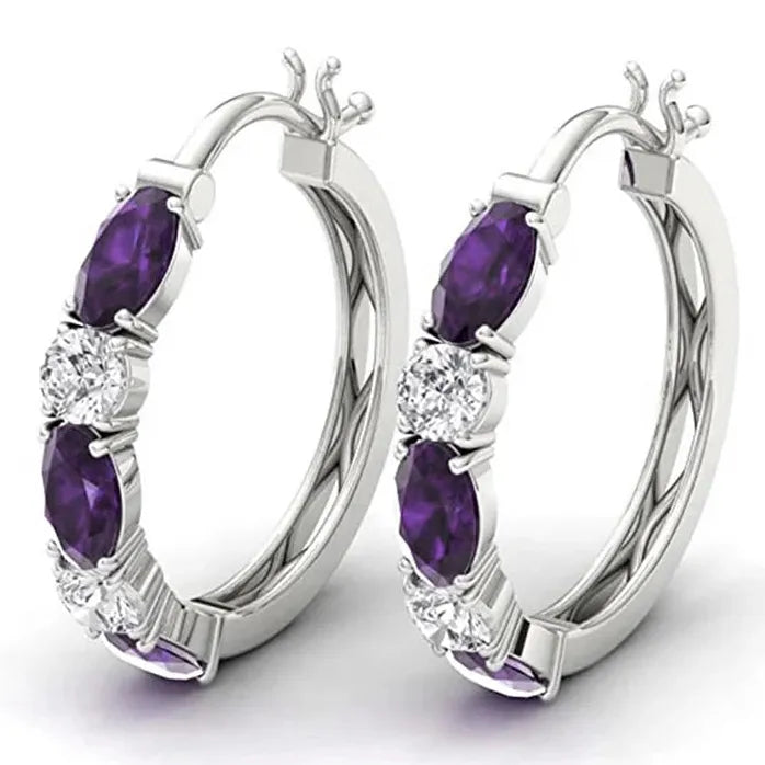 Geometric Zirconia Hoop Earrings for Women Brass Trendy Party Jewelry