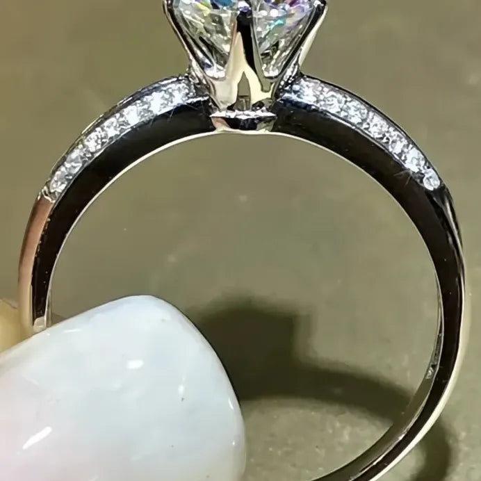 Geometric Cubic Zirconia Eternity Wedding Engagement Ring for Women
