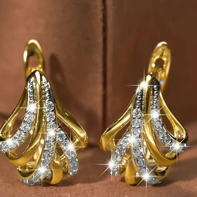 Geometric Hoop Earrings for Women Copper Alloy Cubic Zirconia Jewelry