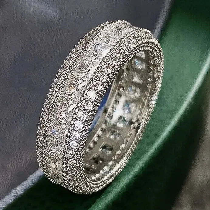 Princess Geometric Cubic Zirconia Promise Ring Women’s Luxury Wedding Band
