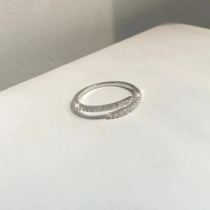 2026 Korea Fashion Copper Zircon Geometric Open Ring for Women Jewelry