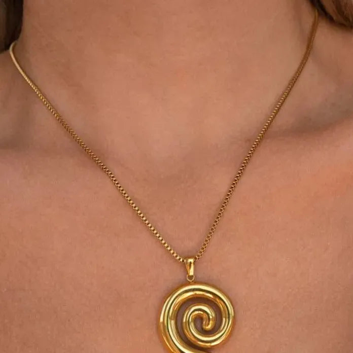 Stainless Steel Starfish Pendant Necklace for Women Gold Spiral Chain Jewelry