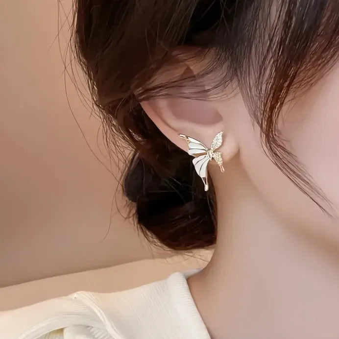 Butterfly Cubic Zirconia Stud Earrings for Women Elegant Fashion Jewelry