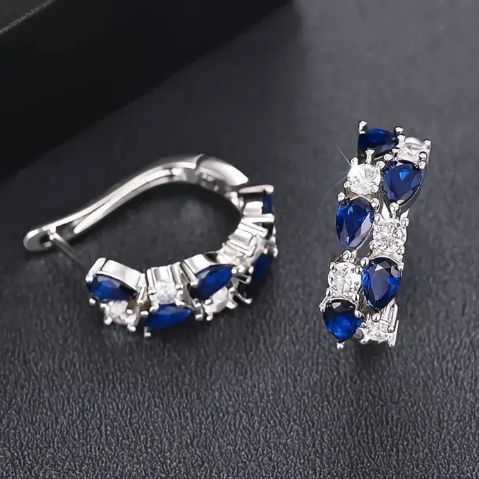 Brass Geometric Cubic Zirconia Hoop Earrings Stylish Wedding Jewelry for Women