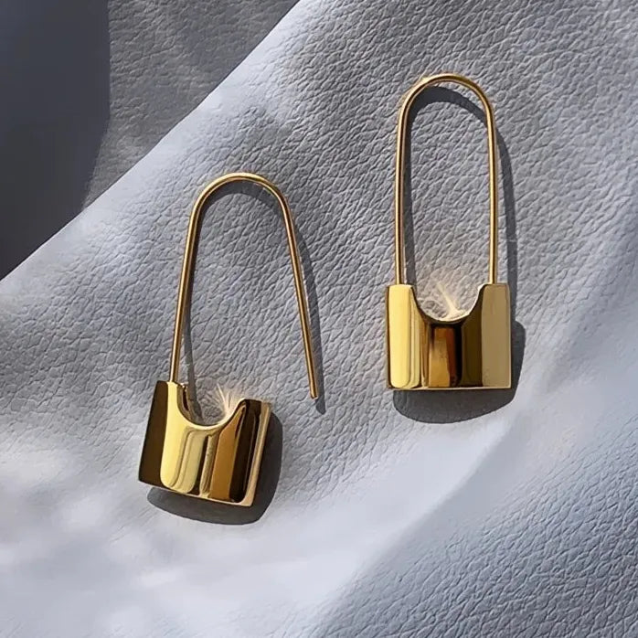 Chic Geometric Lock Drop Earrings for Women Silver Gold Plated Y2K Jewelry