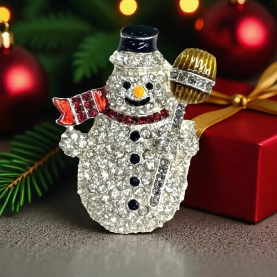 Elegant Christmas Snowman Brooch Pin Jewelry Gift for Men and Women