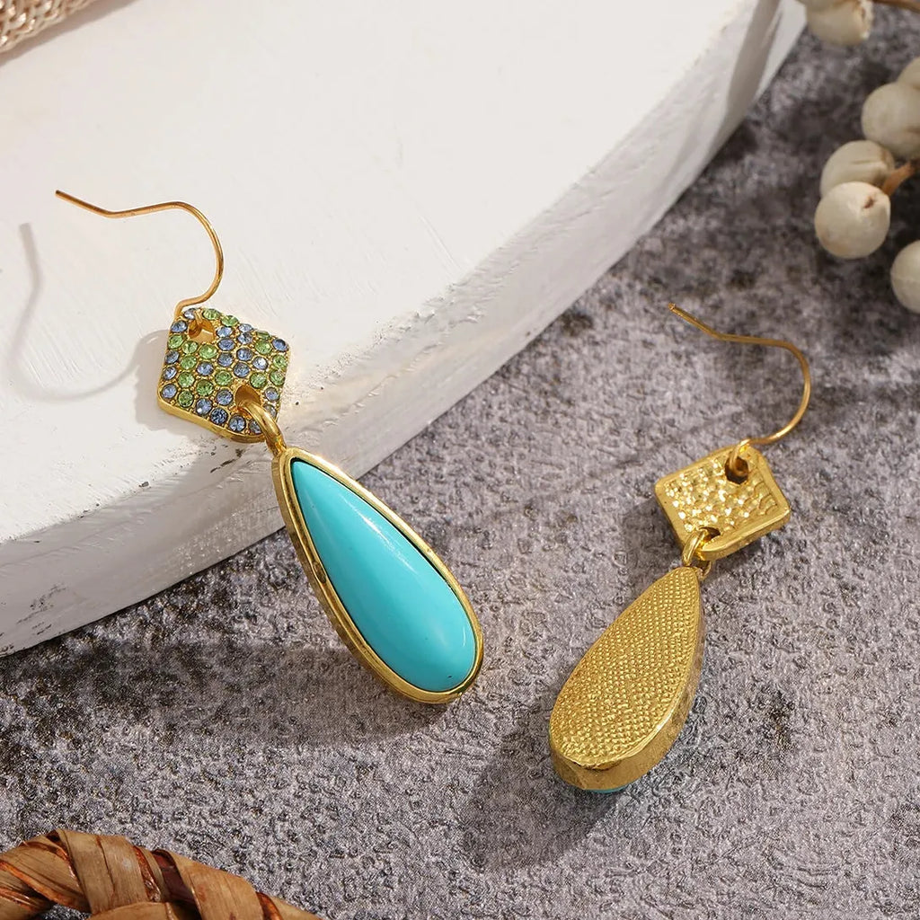 Golden Resin Water Drop Earrings Simple Exquisite Women's Jewelry Hot Sale