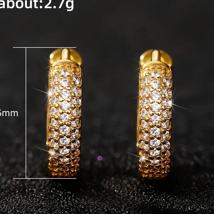 Elegant Geometric CZ Gold Color Hoop Earrings for Women Luxury Style