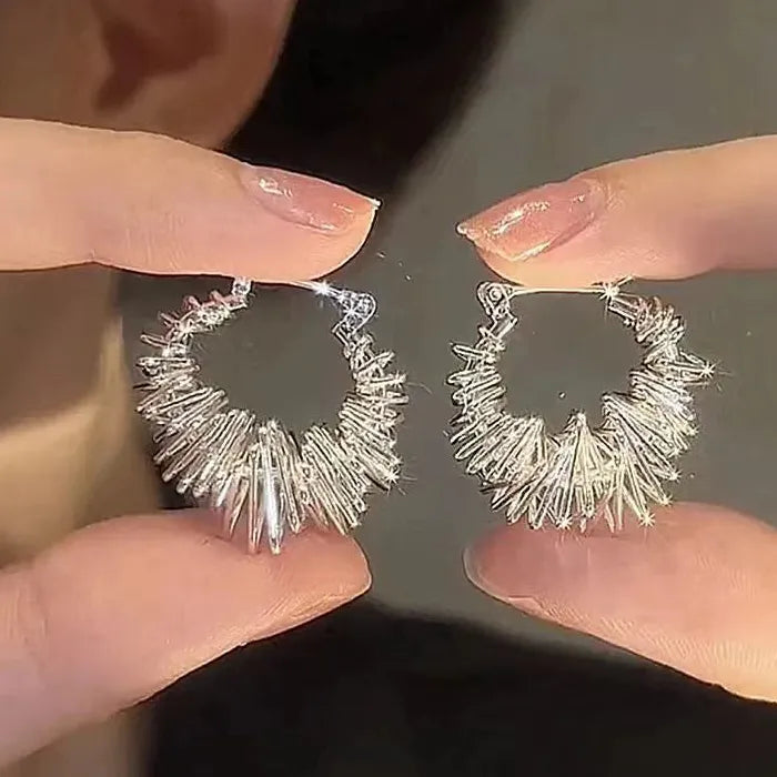 Twisted Hollow Hoop Earrings Zinc Alloy Elegant Fashion Jewelry Gift 2025