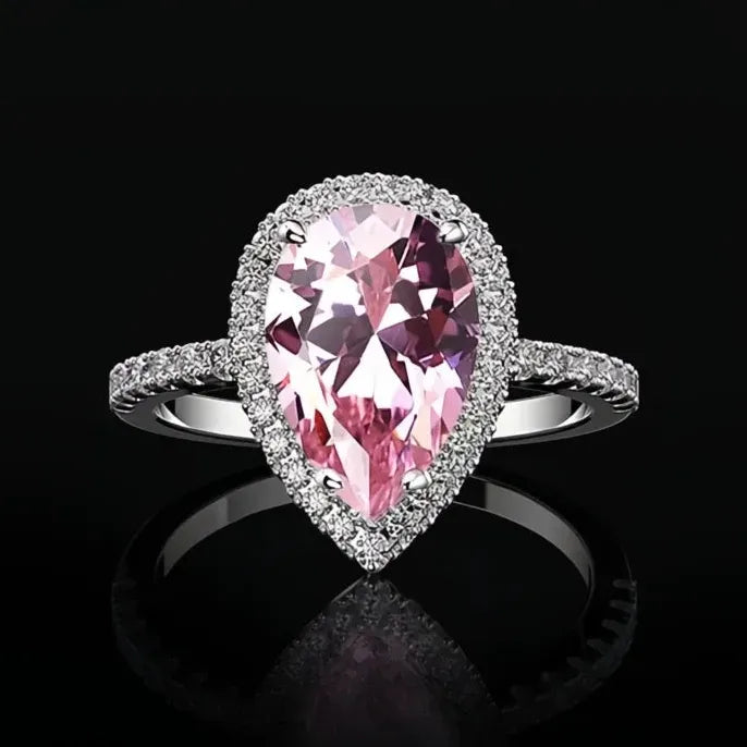 Water Drop Design Women Ring Micro Paved Cubic Zirconia Bridal Wedding Engagement Jewelry