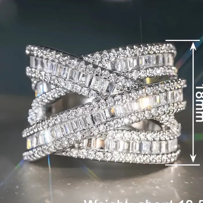Multi-layer Cross Design Cubic Zirconia Wedding Party Rings for Women