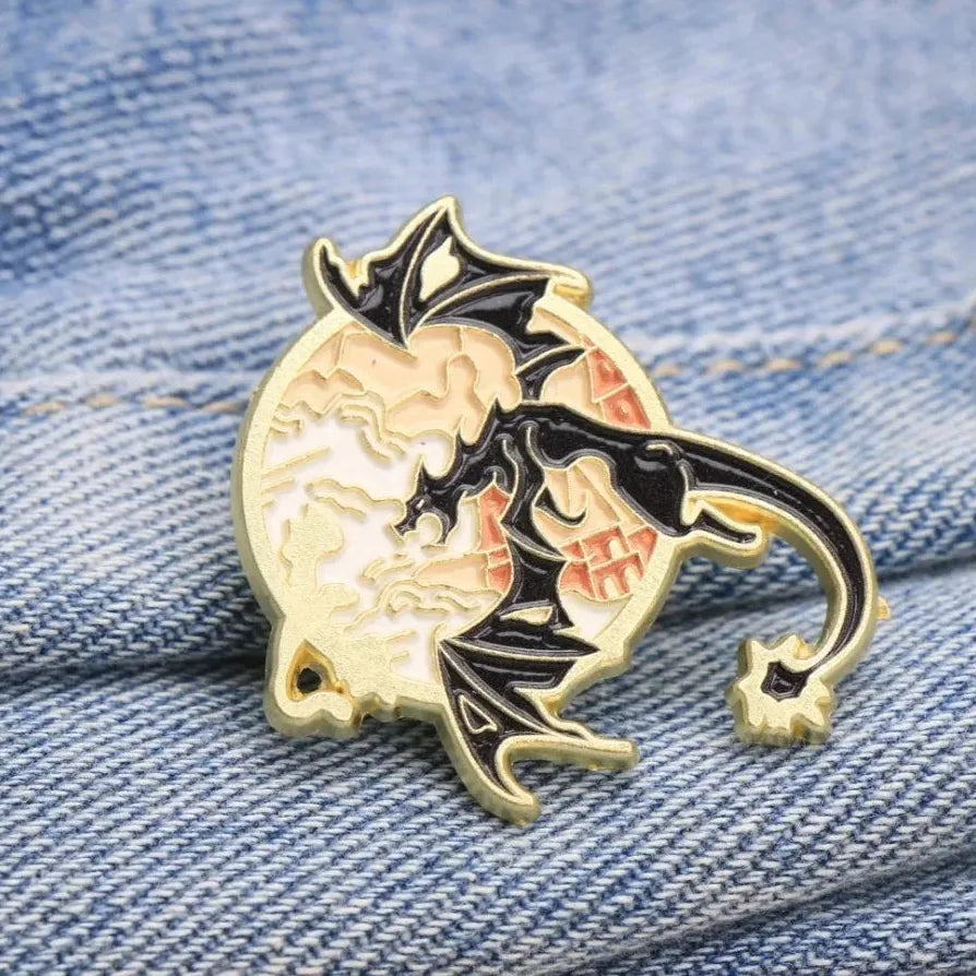 Vintage Chinese Dragonfly Dragon Brooch Pin Classic Jewelry Gift