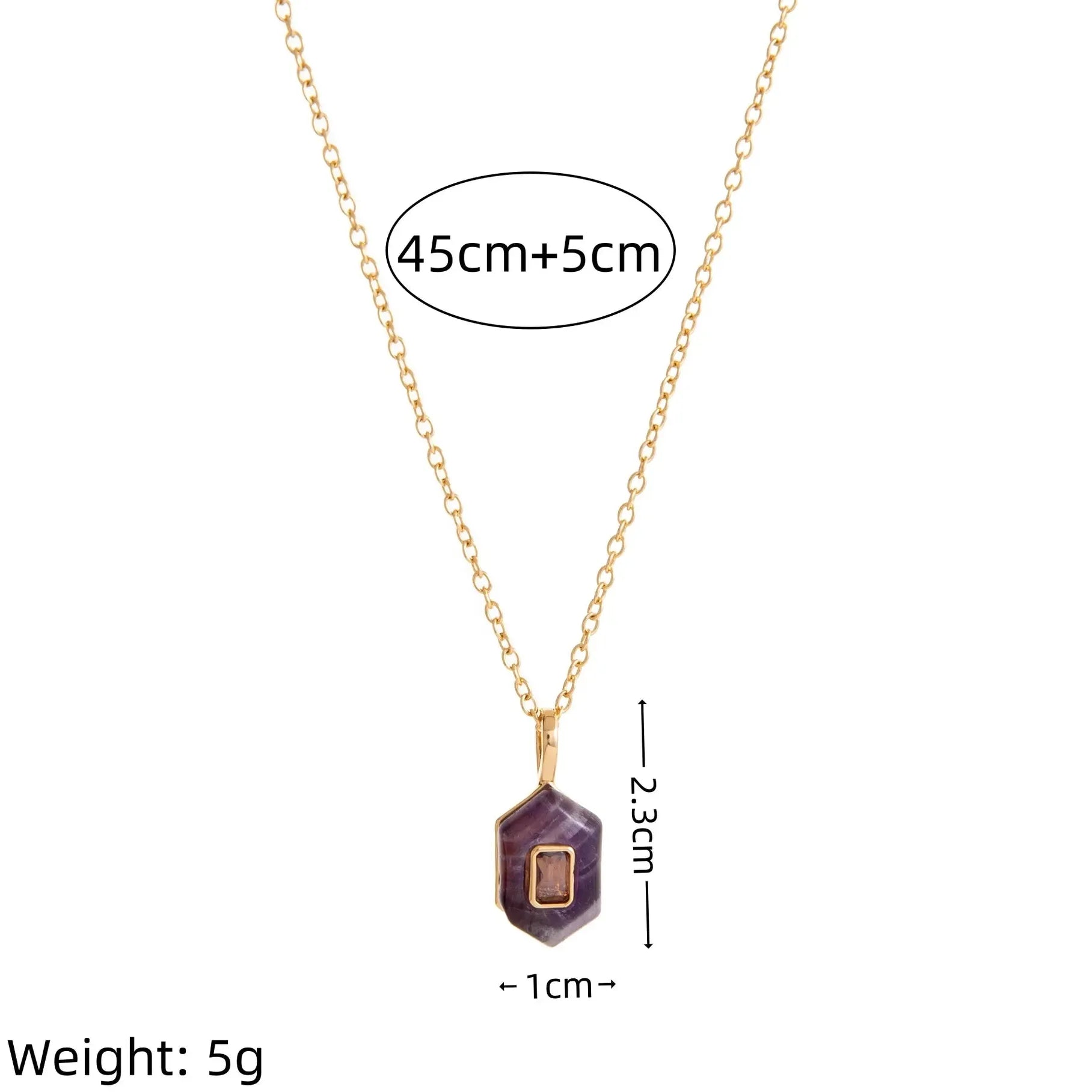 18K Gold Plated Stainless Steel Oval Multicolor Zircon Pendant Necklace Choker