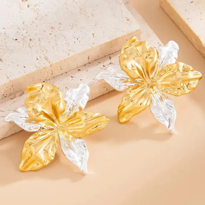 Colorful Oil Drop Large Flower Earrings for Women Vintage Jewelry Gift