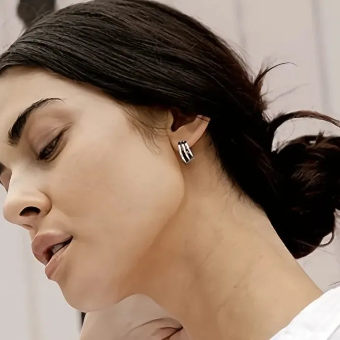 Geometric Copper Alloy Hoop Earrings for Women Minimalist Jewelry