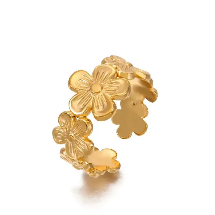 Minimalist Stainless Steel Geometric Open Ring for Women Gold Tone Gift Jewelry