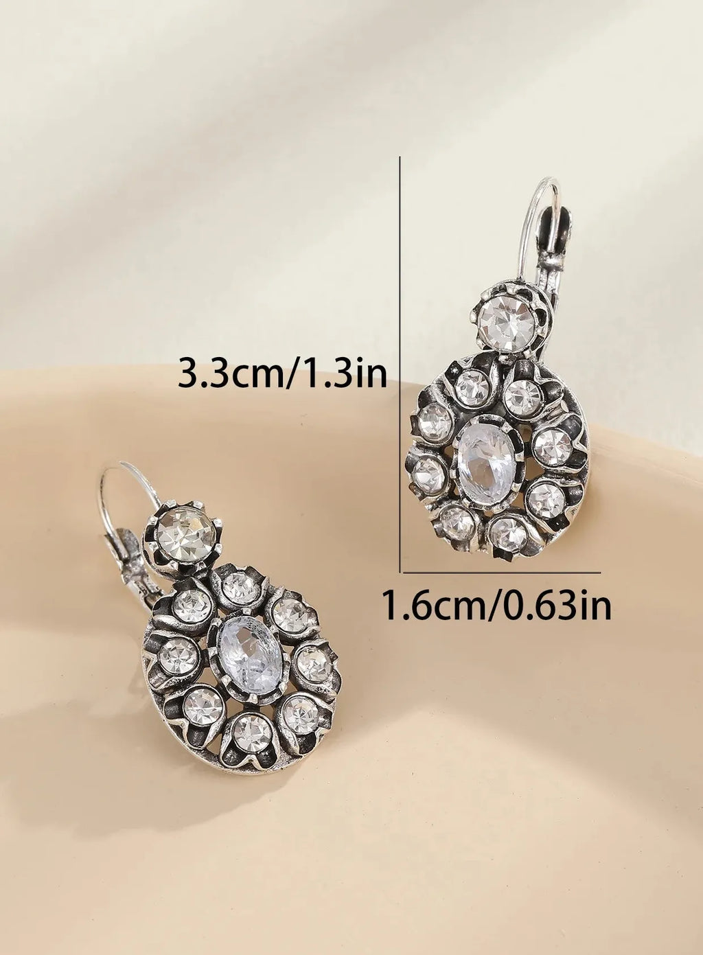 Flower Silvery Wedding Drop Earrings Ladies Fashion Jewelry Zinc Alloy Cubic Zirconia