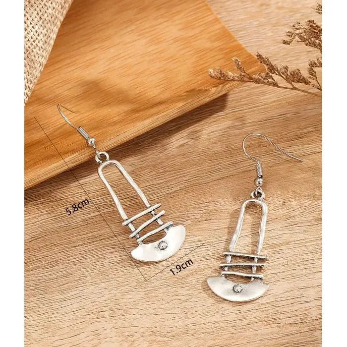 Vintage Ethnic Handmade Zinc Alloy Metal Drop Earrings for Women Punk Jewelry