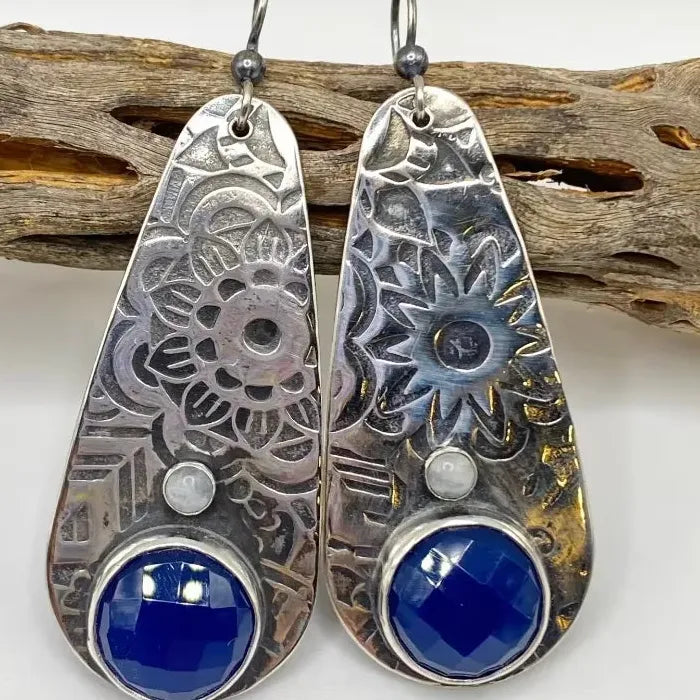 Bohemian Vintage Ethnic Irregular Drop Earrings for Women Zinc Alloy Silver
