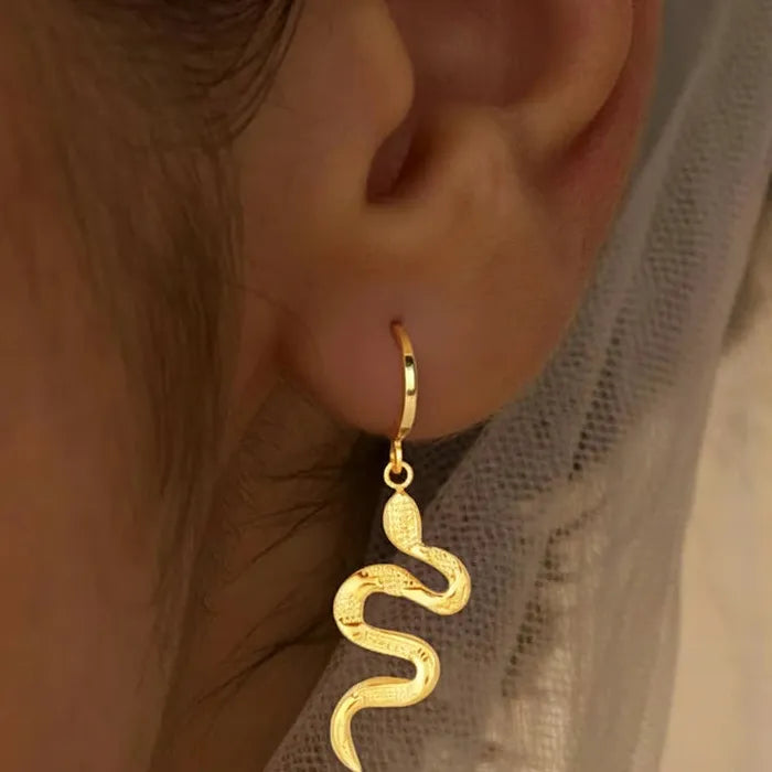 Stainless Steel Snake Drop Earrings Retro Animal Dangle Jewelry for Men Women