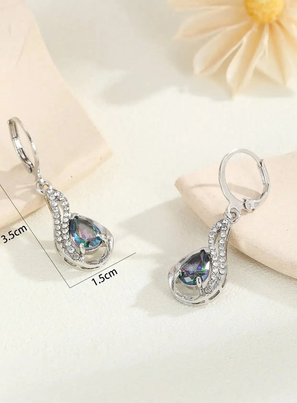 Zircon Crystal Water Droplet Earrings for Women Girls Wedding Party Jewelry Gift