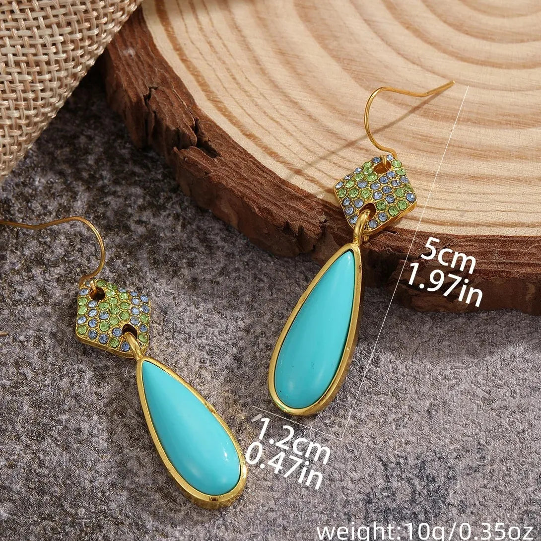 Golden Resin Water Drop Earrings Simple Exquisite Women's Jewelry Hot Sale