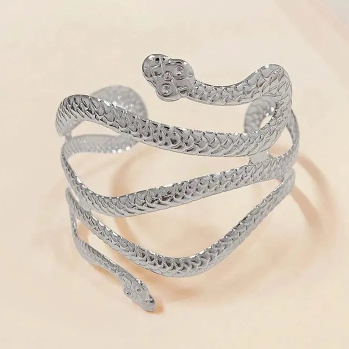 Vintage Gold Snake Shape Adjustable Cuff Bracelet for Women Symbolic Jewelry
