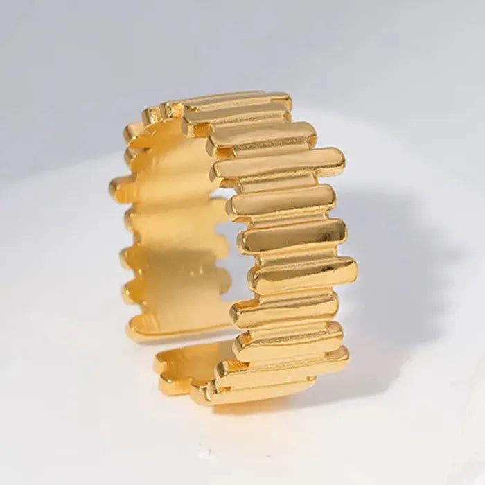 Adjustable Vintage Gold Geometric Hollow Stainless Steel Mood Tracker Ring for Women Men