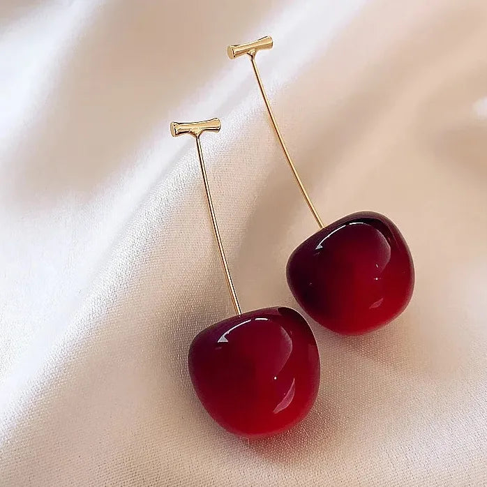 Cute Cherry Fruit Drop Earrings for Women Kpop Jewelry Nature-Inspired Charm
