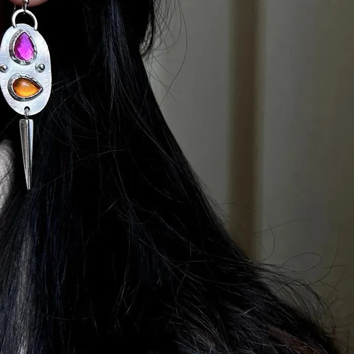 Vintage Indian Tribe Zinc Alloy Drop Dangle Earrings for Women Long Ethnic Jewelry