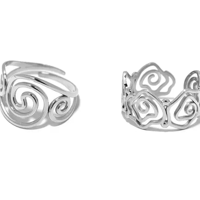 Adjustable Stainless Steel Skeleton Spiral Vortex Ring Unisex Fashion Jewelry
