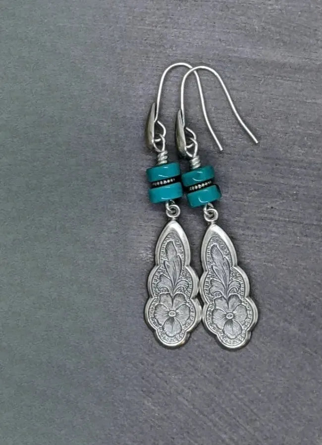 Vintage Bohemian Geometric Sapphire Drop Earrings Zinc Alloy Women's Jewelry