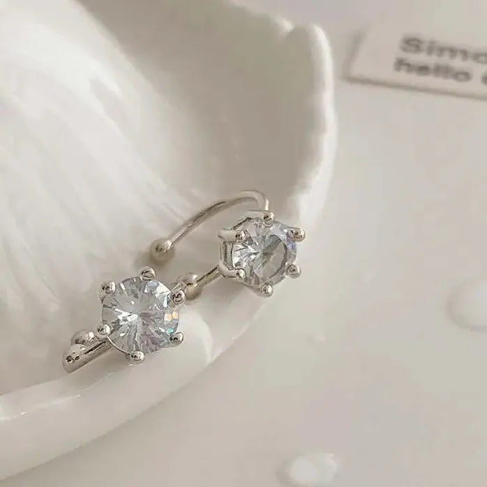 Shiny Rhinestone C-Shaped Ear Cuff Clip Earrings Non-Piercing Women Party Jewelry