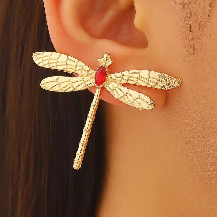 Dragonfly Zinc Alloy Drop Earrings for Women Retro Punk Party Gift