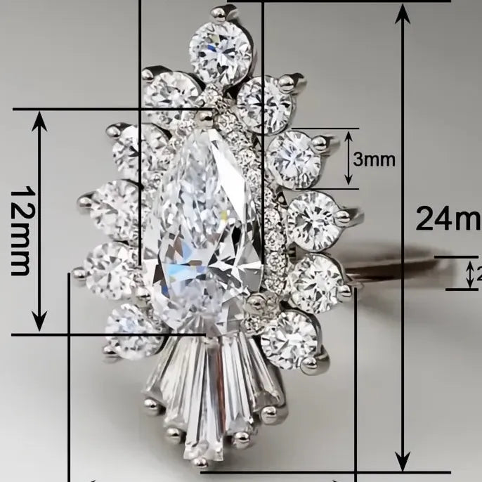 Geometric Women’s Wedding Engagement Ring Brass CZ Silver Gold Color