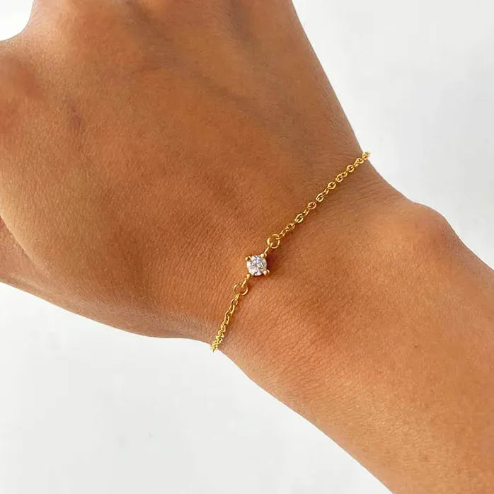 Shining Zircon Stainless Steel Circle Bead Bracelet for Women Men Gift 2026