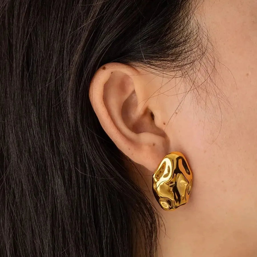 Irregular Geometric Stainless Steel Earrings 18K Gold Plated Tarnish Free