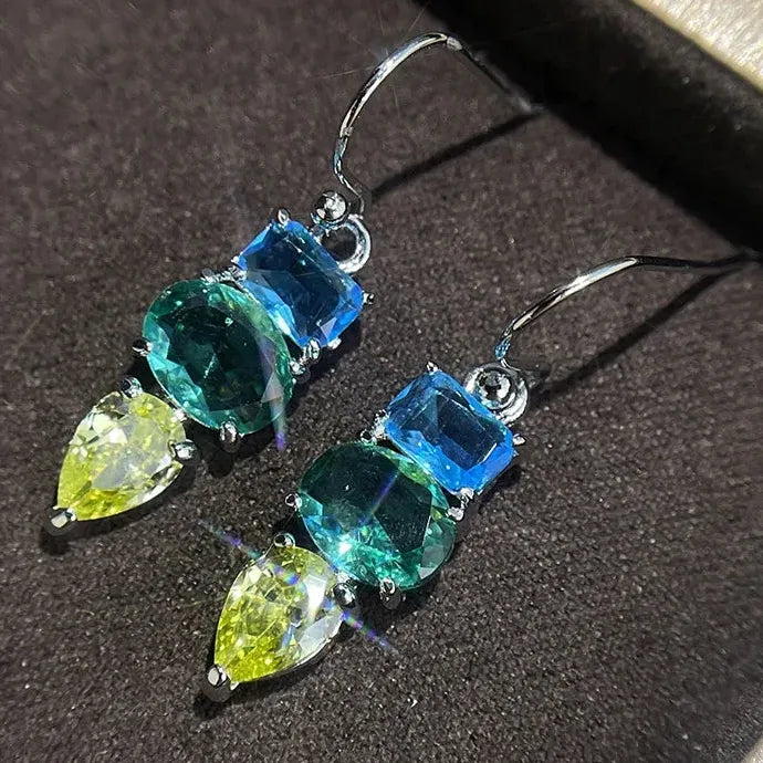 Sparkling Crystal Water Droplet Bohemian Zinc Alloy Earrings for Women