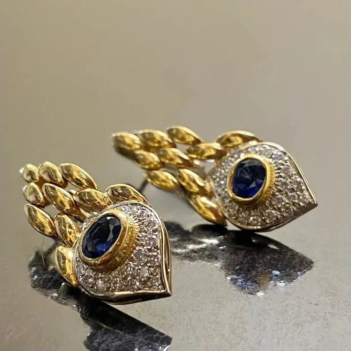 Golden Greek Eye Devil's Eye Pendant Drop Earrings Zinc Alloy Women's Jewelry