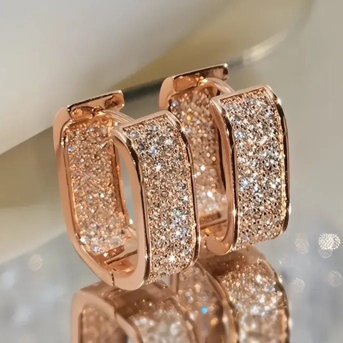 Bling Bling Cubic Zirconia Hoop Earrings for Women Luxury Gold Silver Fashion Jewelry