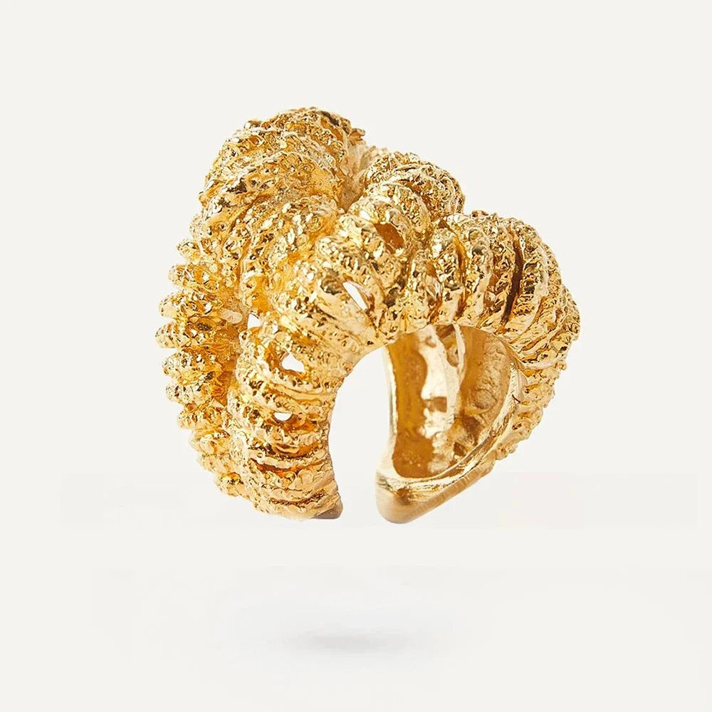 18k Gold Plated Punk Geometric Lava Textured Knuckle Ring for Women Girls
