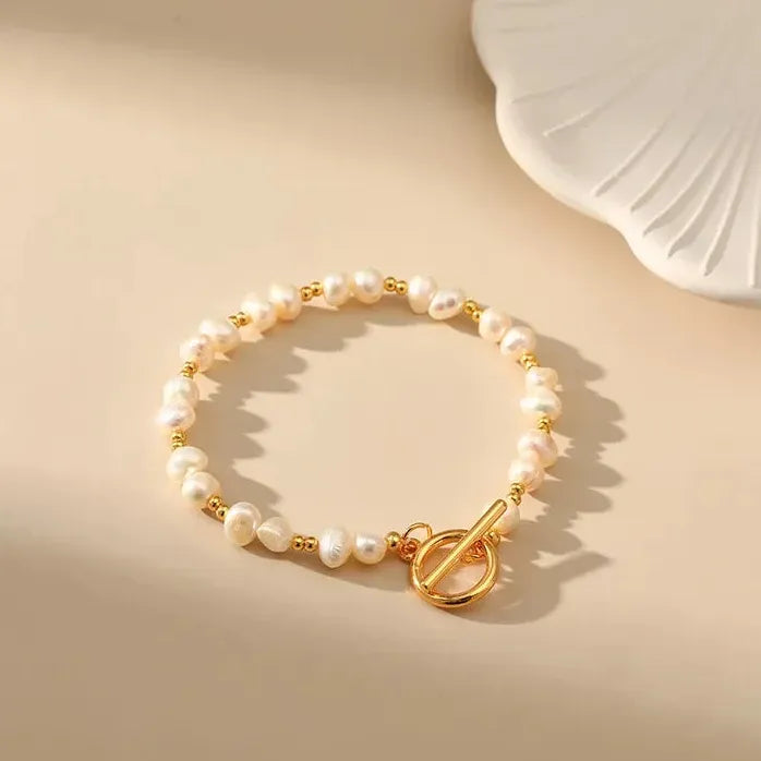Bohemian Freshwater Pearl Bracelet for Women Girls Copper Bangle Charm