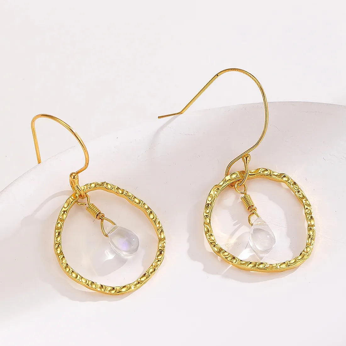Irregular Circular Geometric Crystal Pendant Drop Earrings for Women Gold Party Jewelry