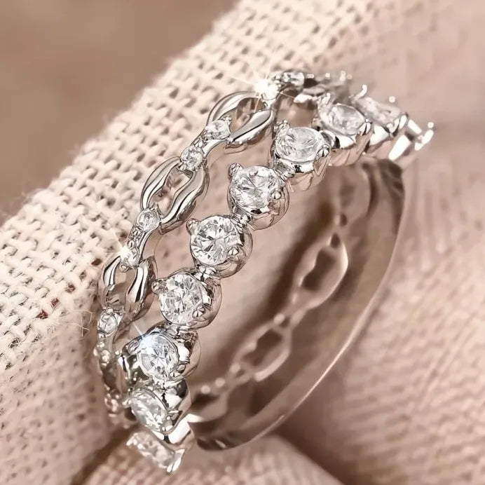 Elegant Trendy Cubic Zirconia Brass Rings Set for Women Party Jewelry