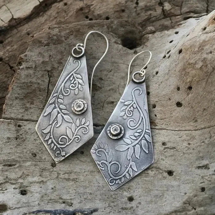 Geometric Bohemian Zinc Alloy Drop Earrings for Women Daily Wear Retro Style