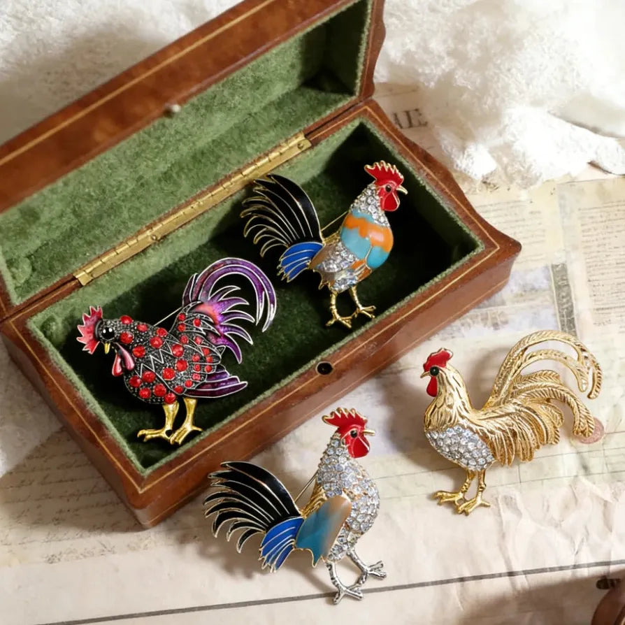 Luxury Classic Rooster Brooch Jewelry Gift for Men and Women