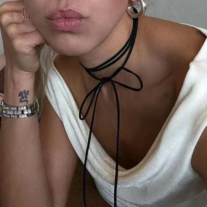 Vintage Black Velvet Bowknot Adjustable Choker Necklace Women Y2K Jewelry Trendy