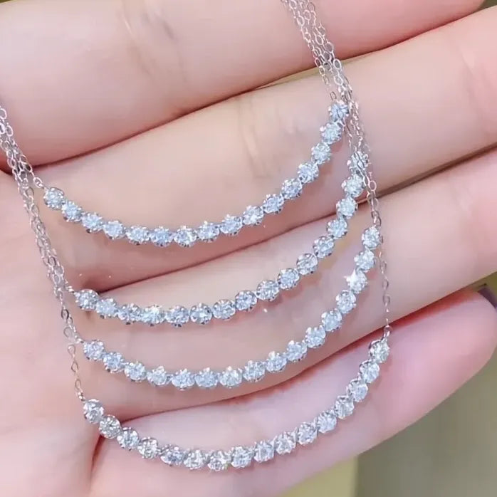 Chic Women's Copper Alloy Necklace with Geometric CZ Pendant Gift